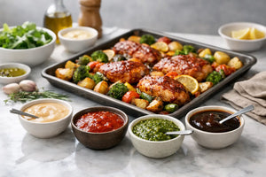 A Sheet Pan Dinner Sauce Example for Every Mood