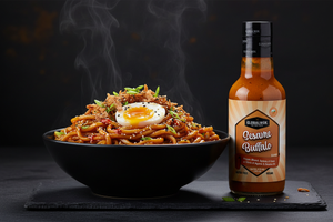 Sticky Chaos Noodles with Global Wok Sesame Buffalo Sauce
