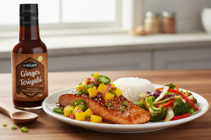 Asian Glazed Salmon with Jalapeño Mango Salsa and Ginger Teriyaki