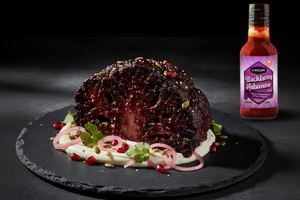 Blackberry Habanero Glazed Cauliflower Steak with Integrated Bottle