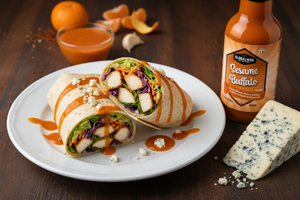 Sesame Buffalo Blue Cheese Wrap with Blue Cheese Wedge